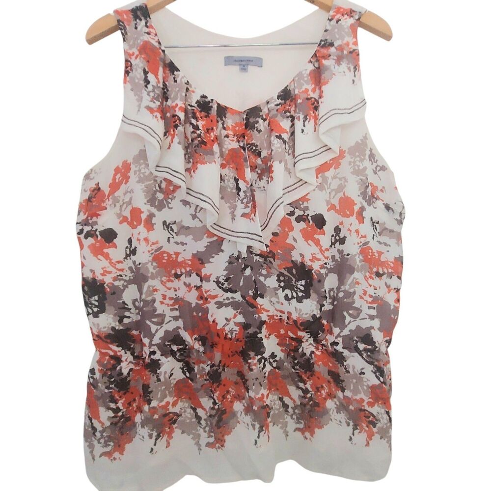 Classiques Entier Top Size XL Silk Sleeveless V-Neck Blouse Fall Colors